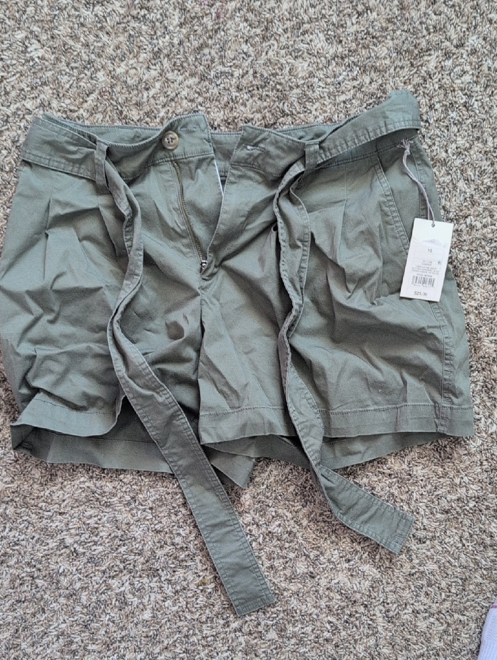 Olive Utility Tie-Waist Women’s Shorts